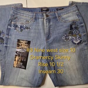 Nine West Women's Light Blue Floral Skinny Jeans